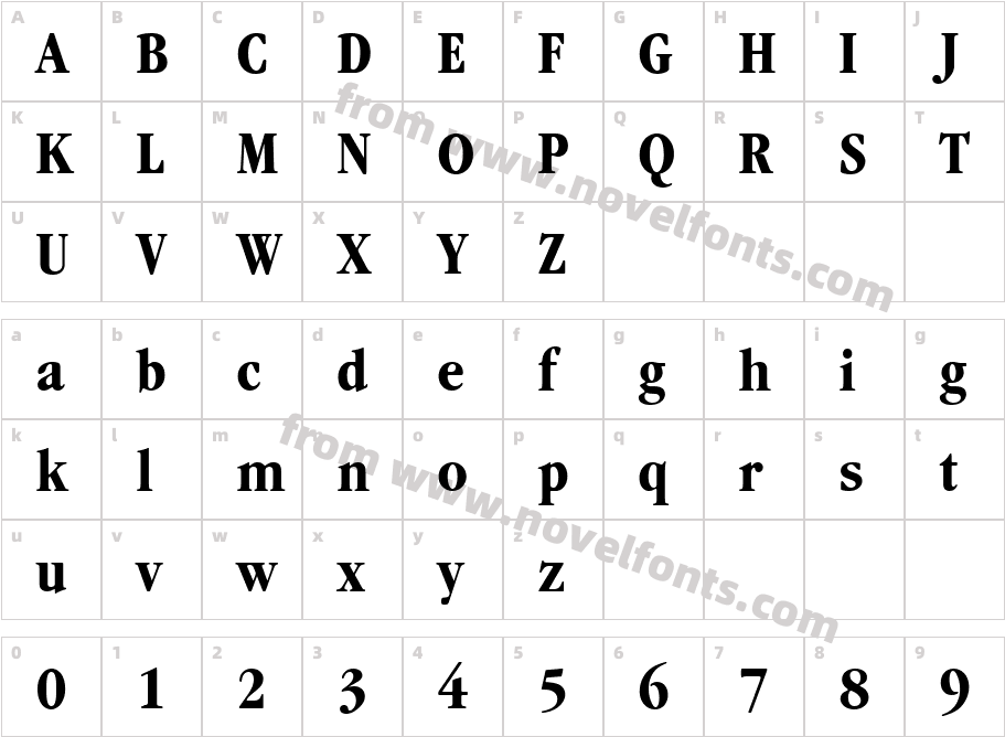 GaramondItcTEE-BoldCondCharacter Map