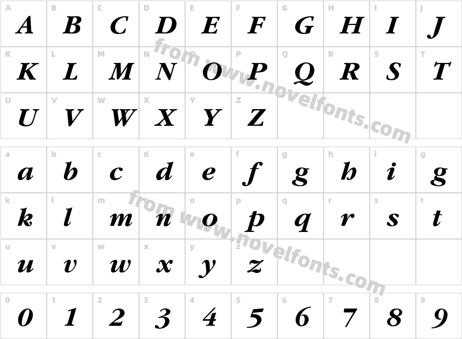 GaramondLT-BoldItalicCharacter Map