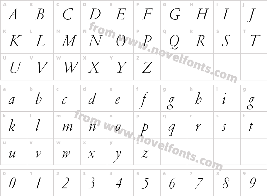 GaramondLight-ItalicCharacter Map