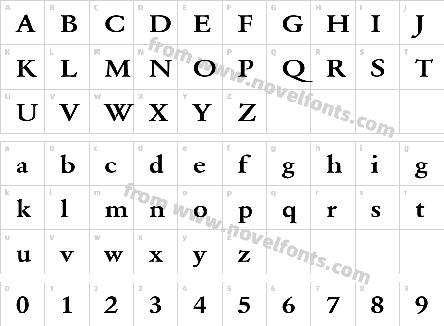 GaramondMediumECharacter Map