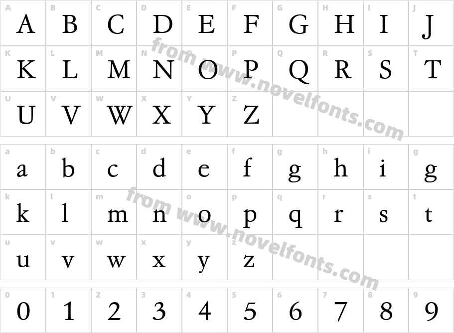 GaramondNo4CyrTCY-LighCharacter Map