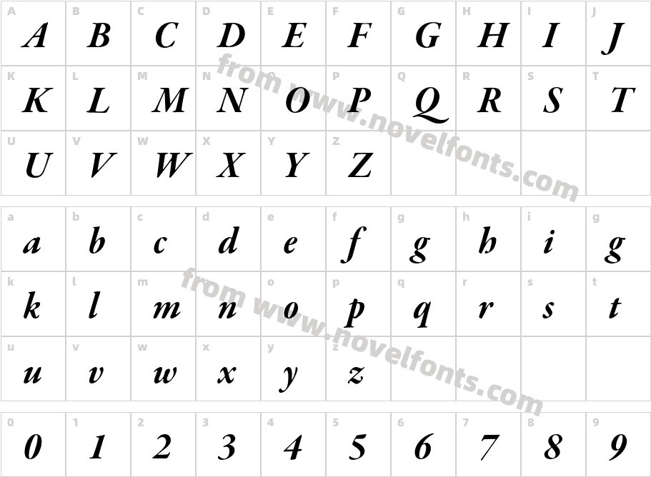 GaramondPremrPro-BdItSubhCharacter Map