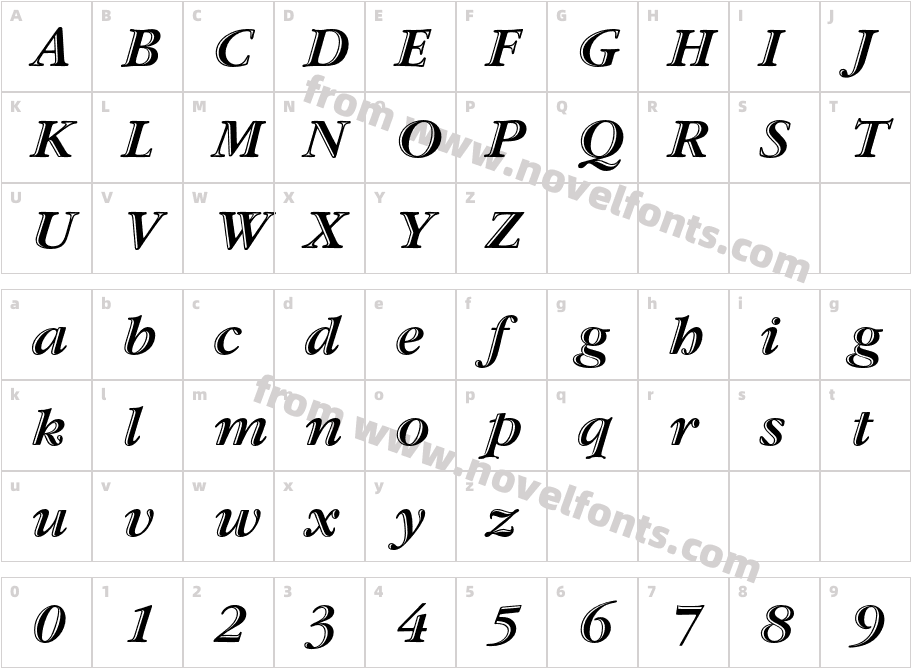 GaramondStd-HandtooledBdItCharacter Map