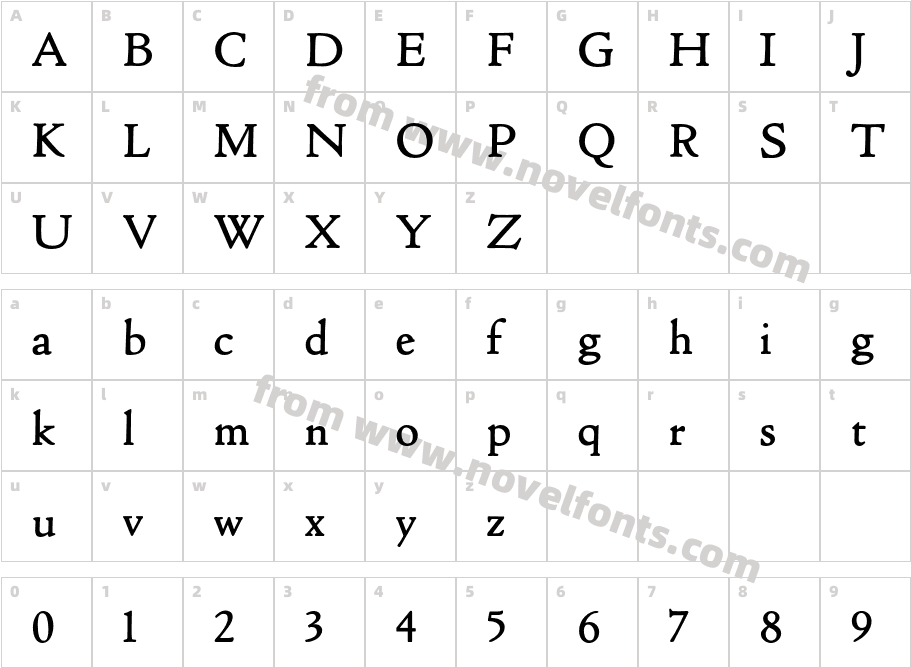 CloisterOldstyleRomanCharacter Map