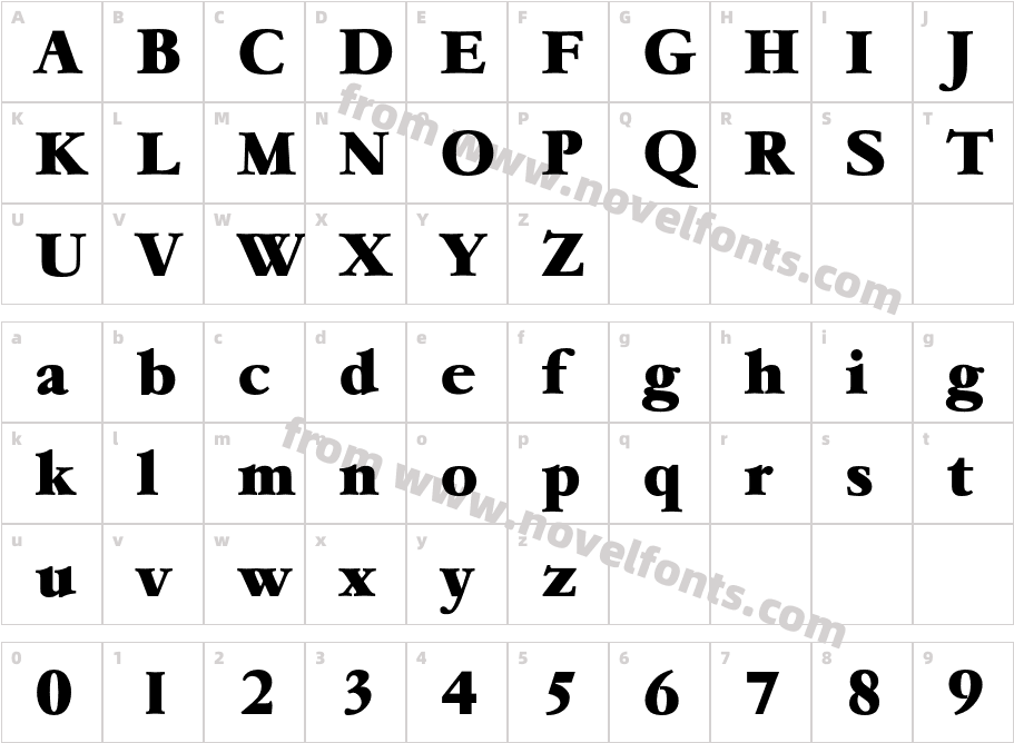 Garemond-HeavyCharacter Map