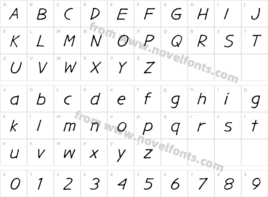 GargleExRg-ItalicCharacter Map