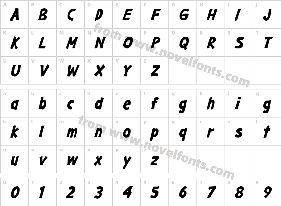 GargleRg-BoldItalicCharacter Map