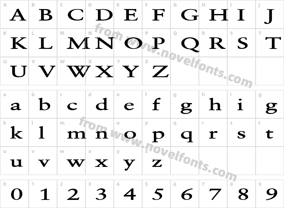 Garrick Extended BoldCharacter Map