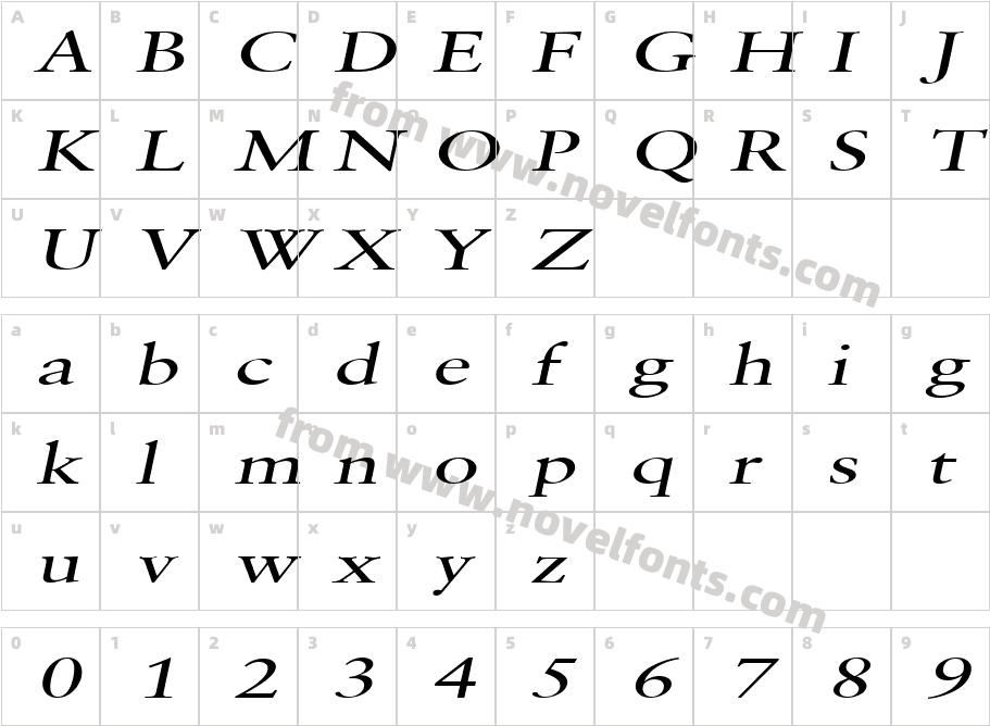 Garrick Extended ItalicCharacter Map