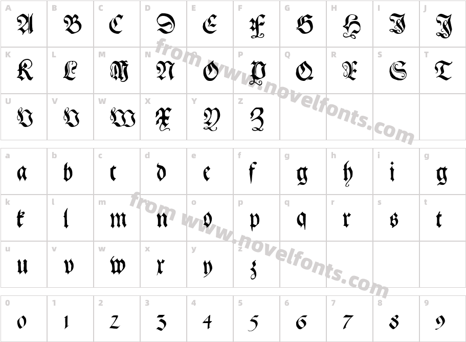 Gebetbuch FrakturCharacter Map