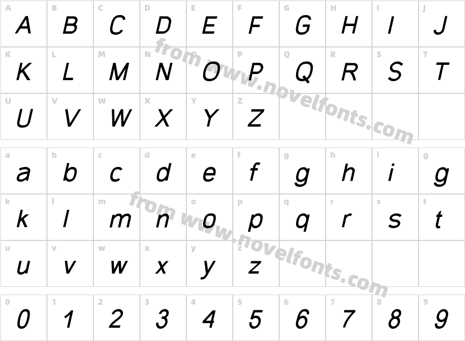 Gecade ItalicCharacter Map