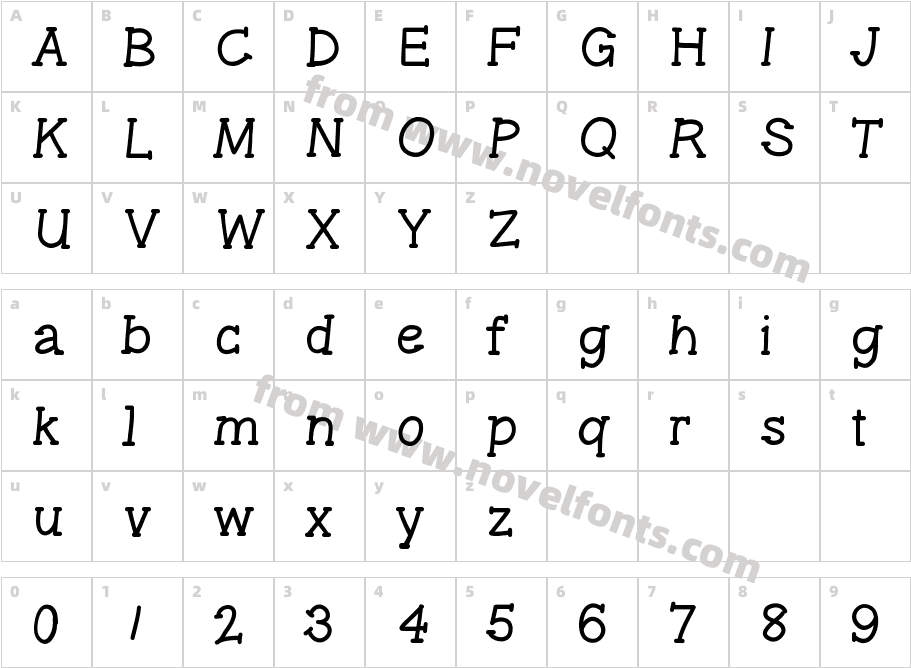 GelPenSerifLightCharacter Map