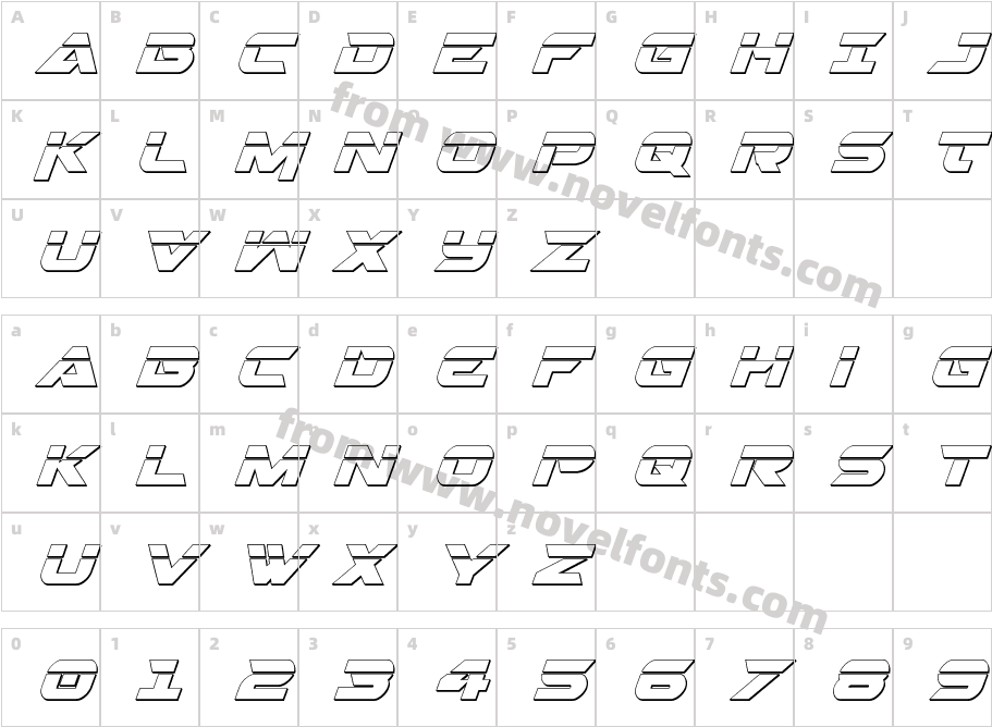 Gemina 2 Laser 3D ItalicCharacter Map