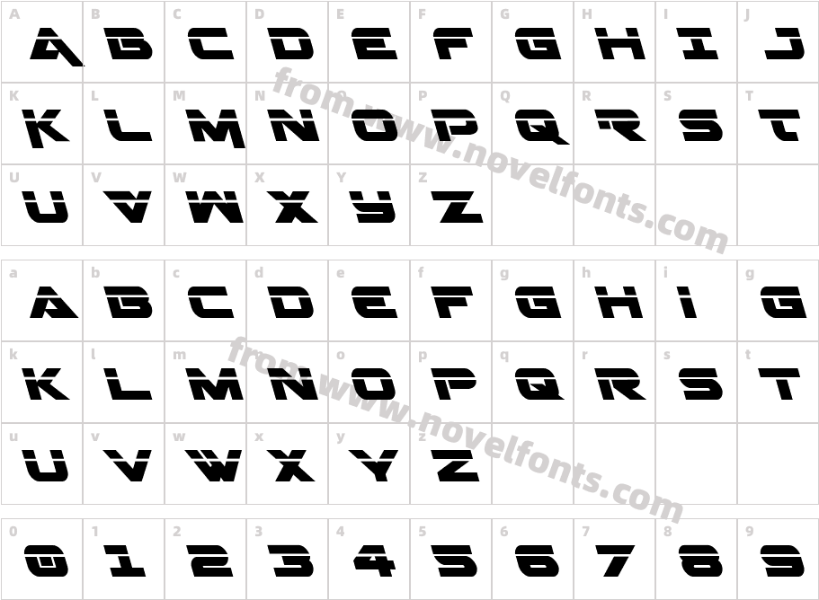 Gemina Laser LeftalicCharacter Map