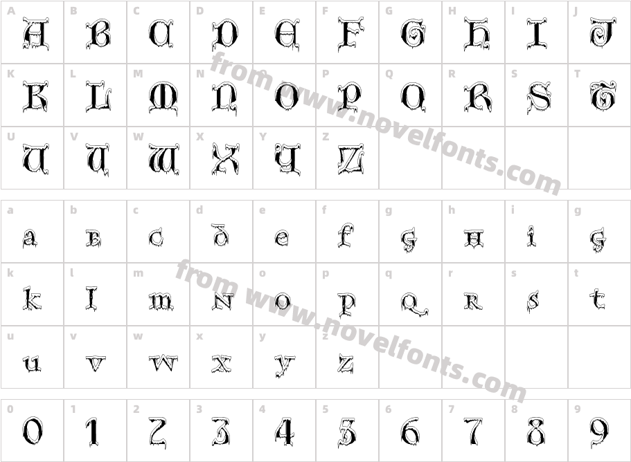 Generic Uncials 'Snowcapped'Character Map