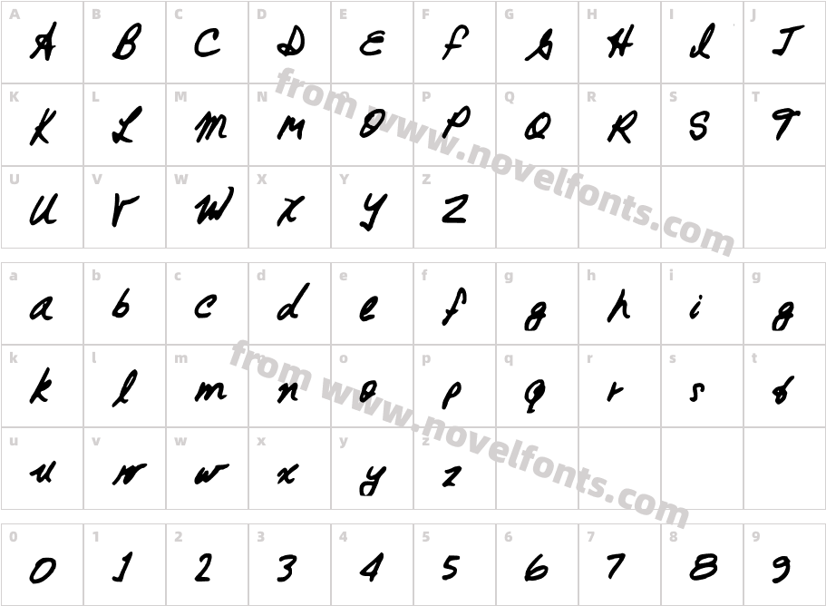 GennaroPalmieriCursiveCharacter Map