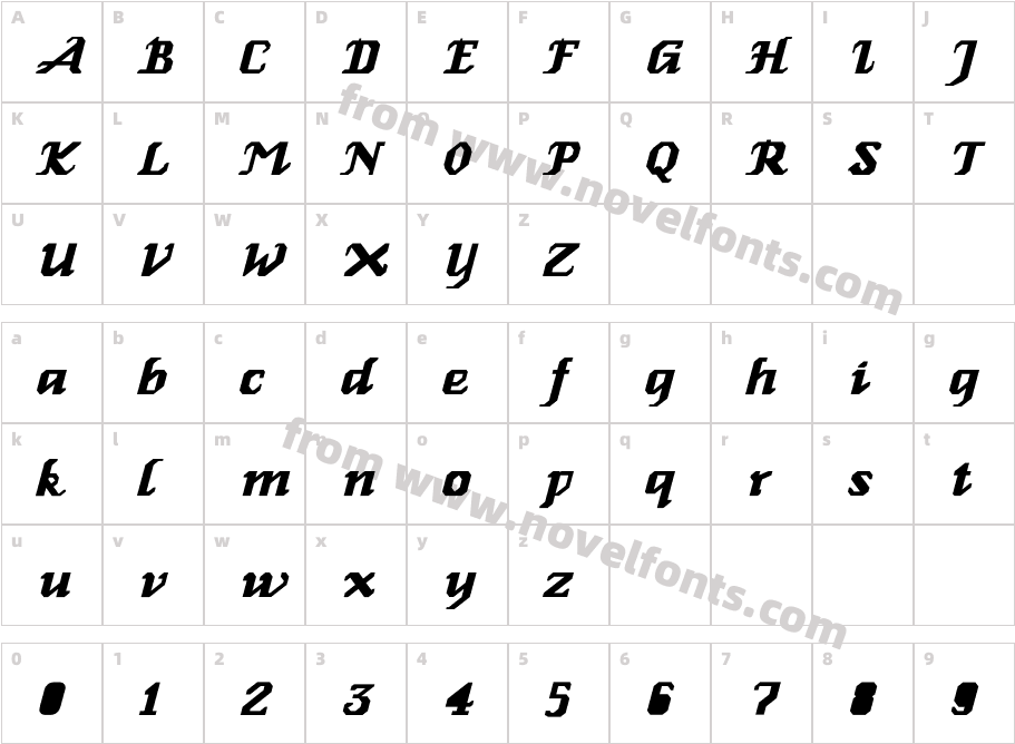 GenoaItalicCharacter Map