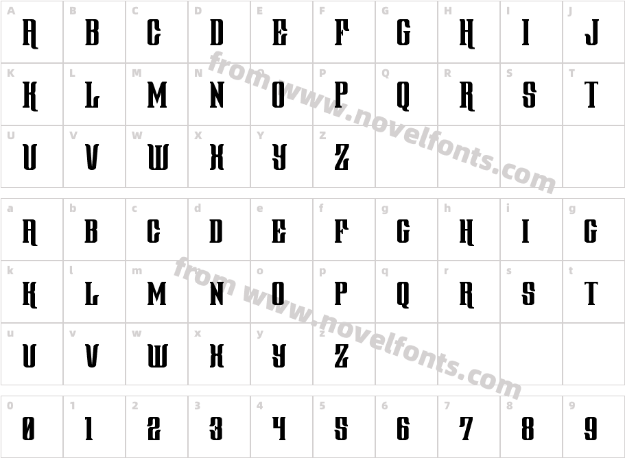 Gentleman Caller CondensedCharacter Map