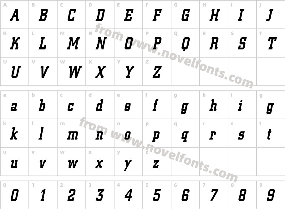 Geo 957-Condensed Bold ItalicCharacter Map