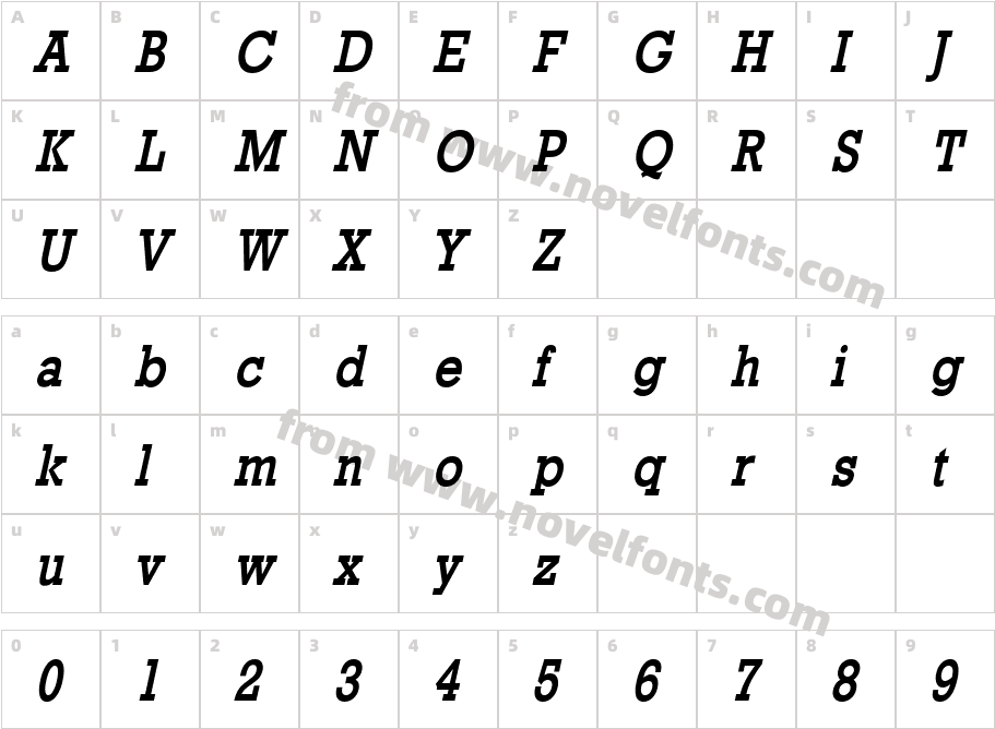 Geo 986 Condensed Bold ItalicCharacter Map