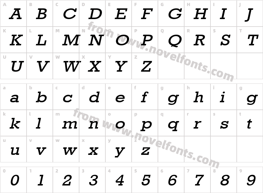 Geo 986 Wide ItalicCharacter Map