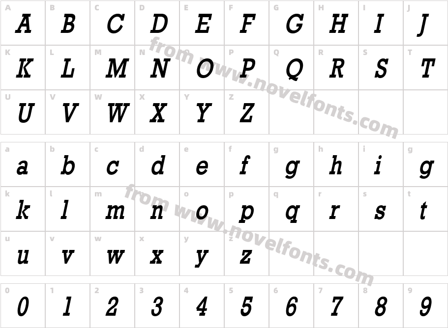 Geo 986-Condensed Bold ItalicCharacter Map