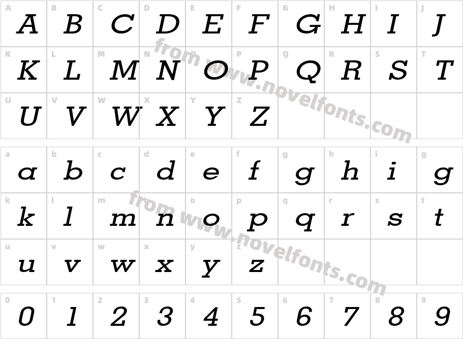 Geo Wide ItalicCharacter Map