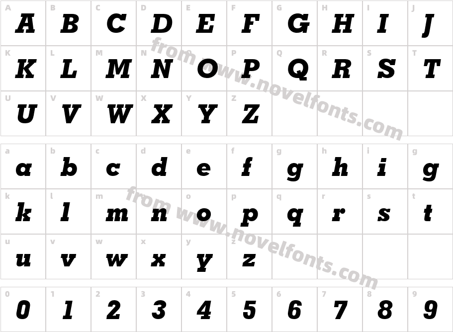 GeoSlab703 XBdIt BT Extra Bold ItalicCharacter Map