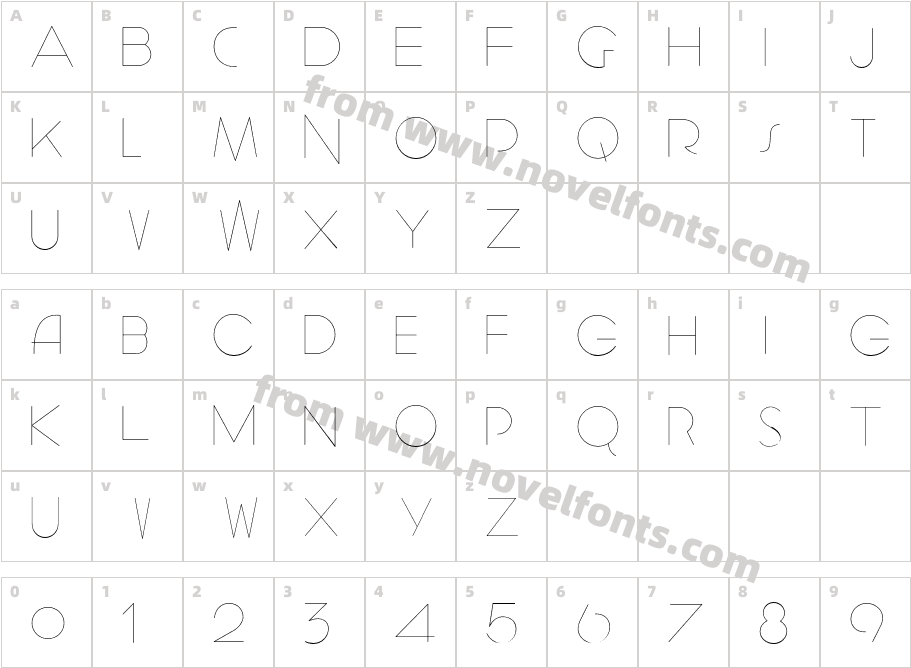 Geomancy HairlineCharacter Map