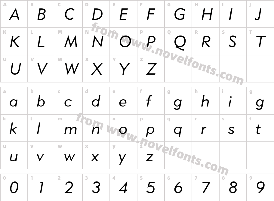 Geometr415 Lt BT Lite ItalicCharacter Map