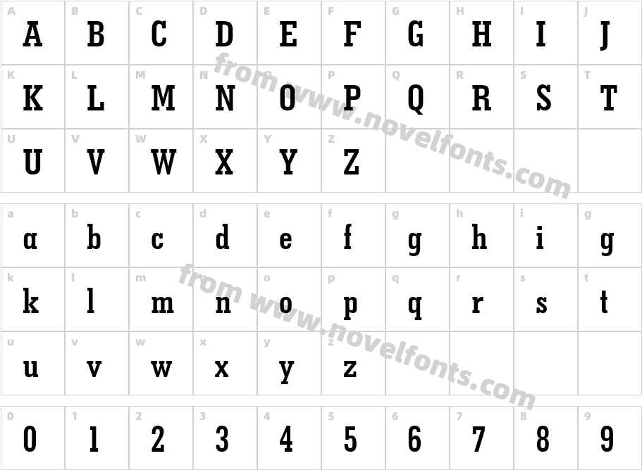 GeometricSlab703BT-BoldCondCharacter Map