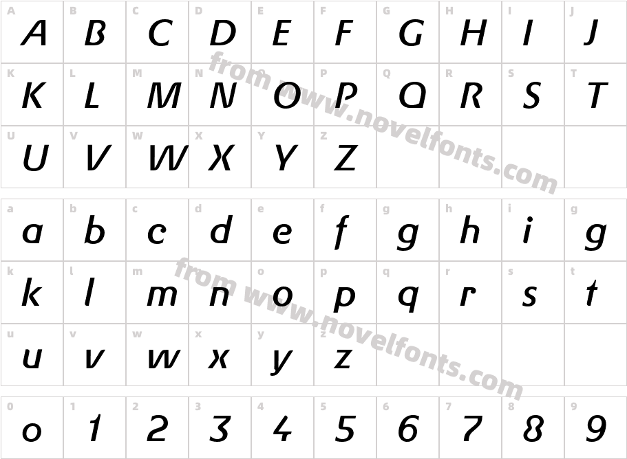 Gerstner Original ItalicCharacter Map