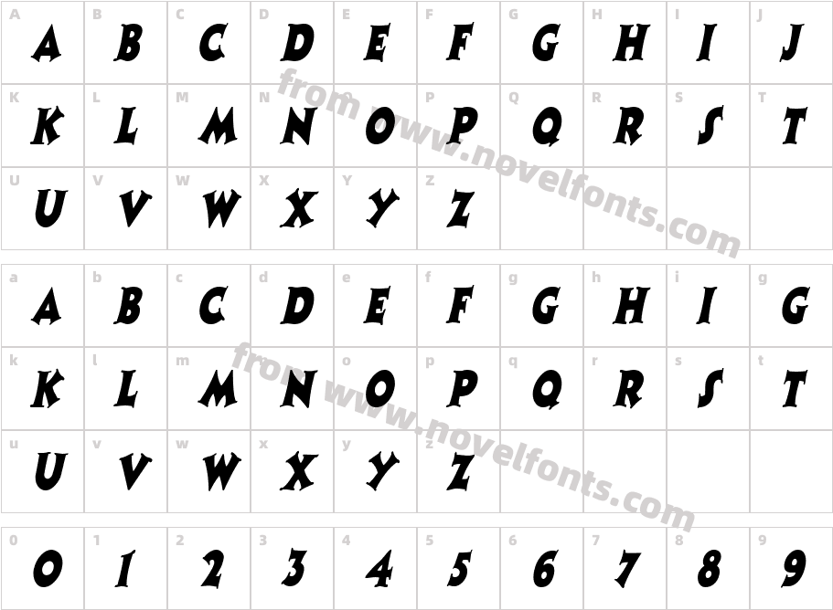 CoasterNarrow ItalicCharacter Map