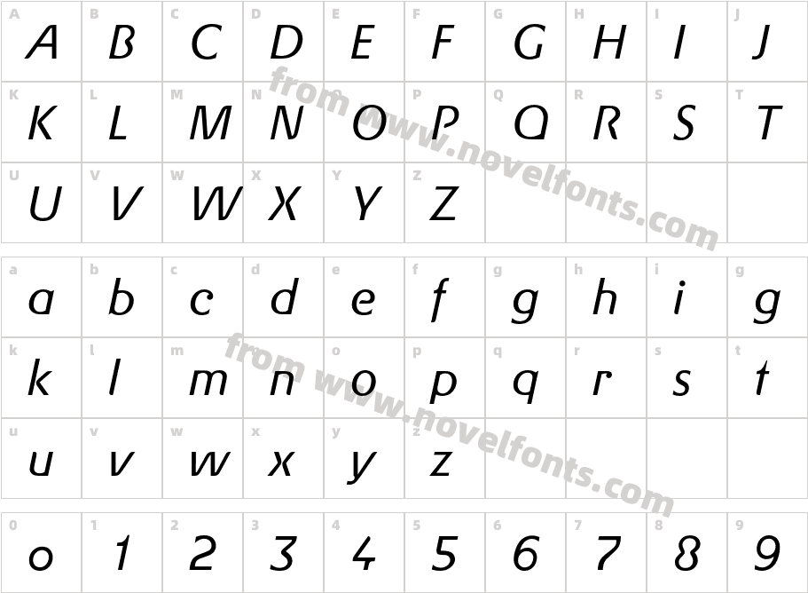 GerstnerBQ-LightItalicCharacter Map