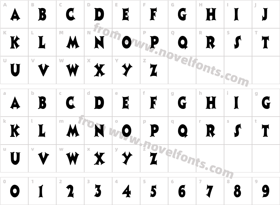 CoasterNarrow RegularCharacter Map