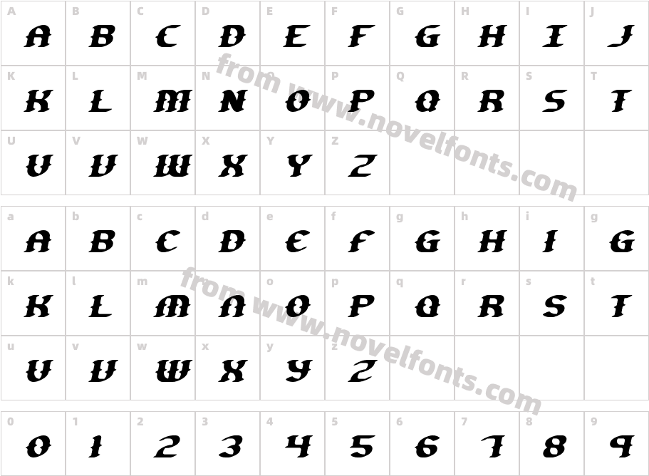 Gesture Slant BRKCharacter Map