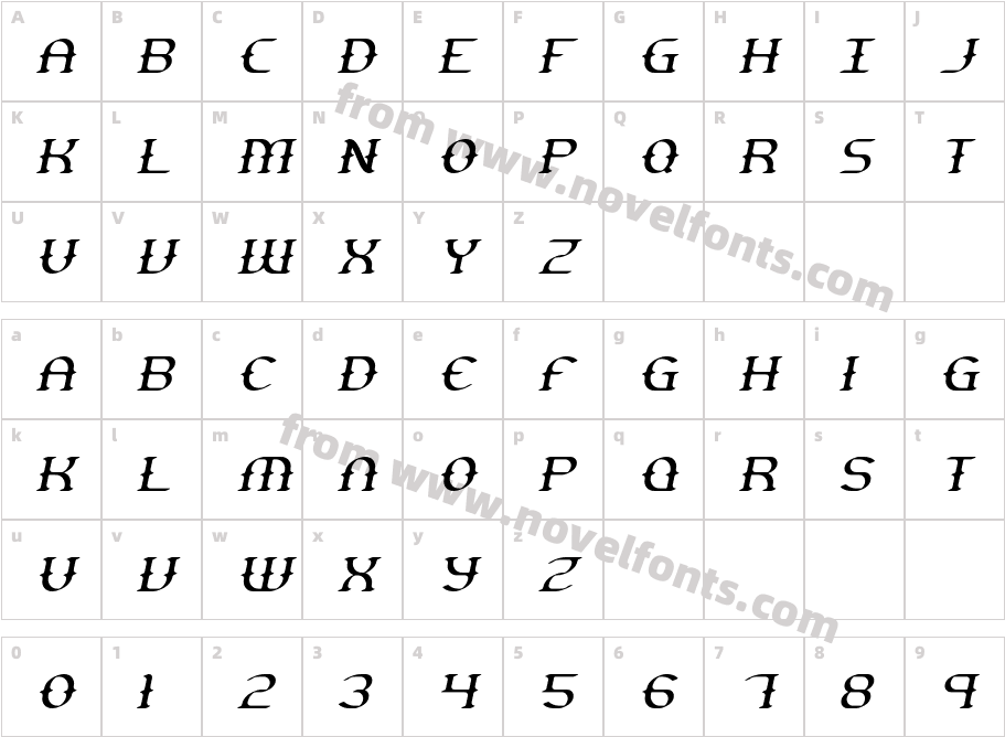 Gesture Thin Slant BRKCharacter Map