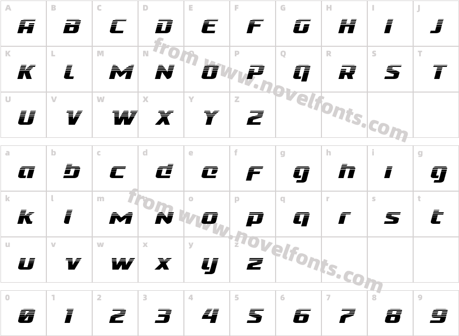 Cobalt Alien Halftone ItalicCharacter Map