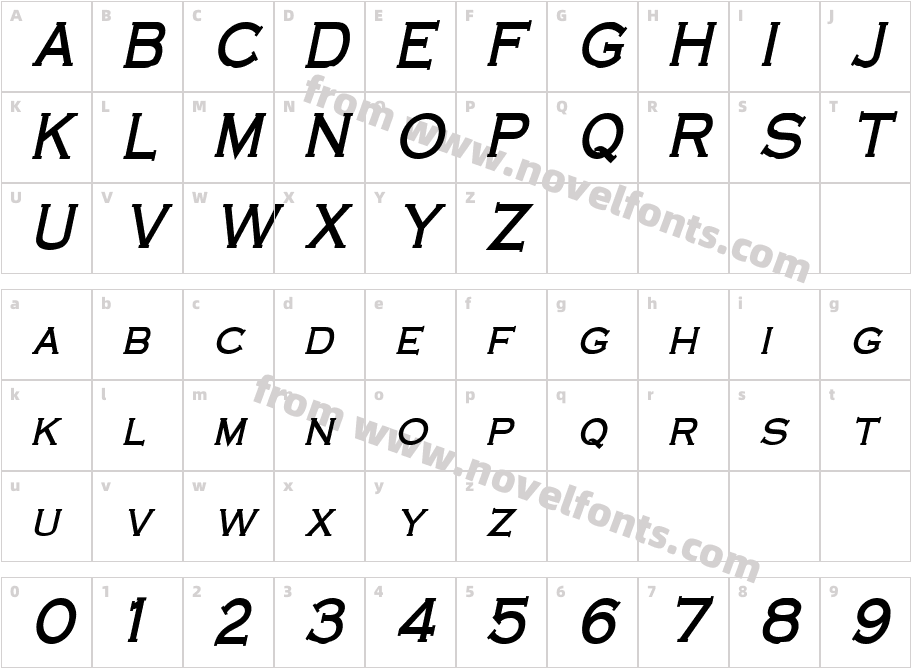 Cobalt Condensed Bold ItalicCharacter Map