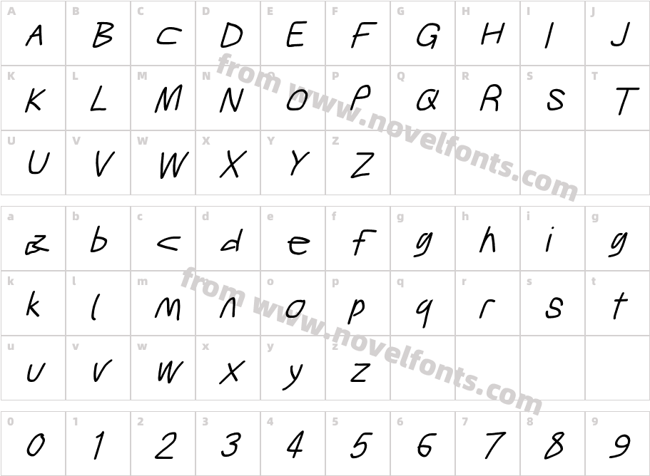 Gib Italic Font PloxCharacter Map