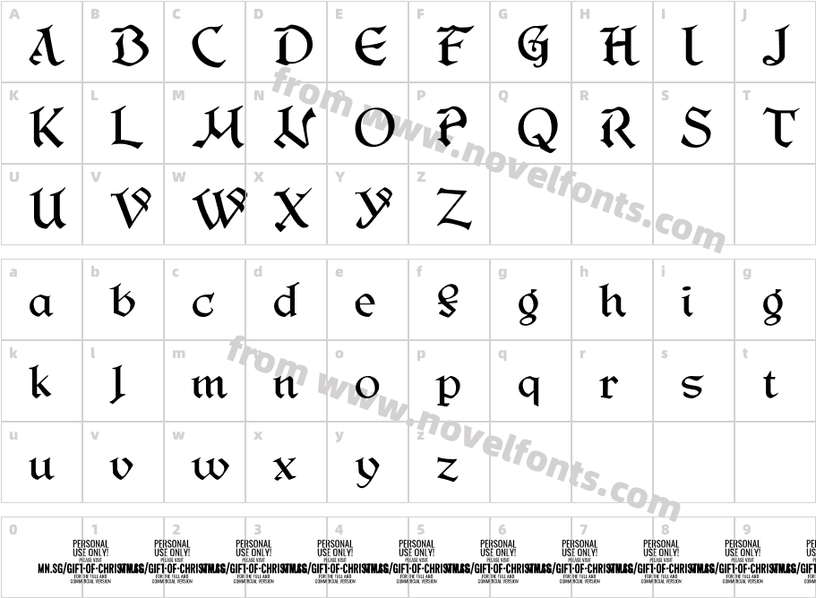 Gift Of Christmas PERSONAL USE RegularCharacter Map