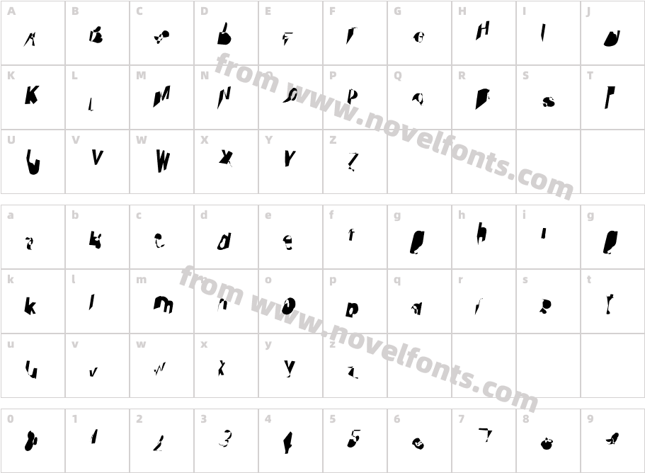 Cobalt Condensed ObliqueCharacter Map