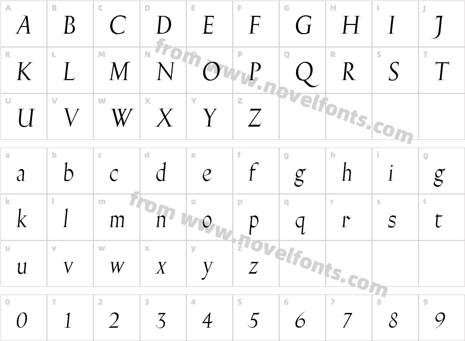 GillFaciaMTStd-ItaDisplayCharacter Map