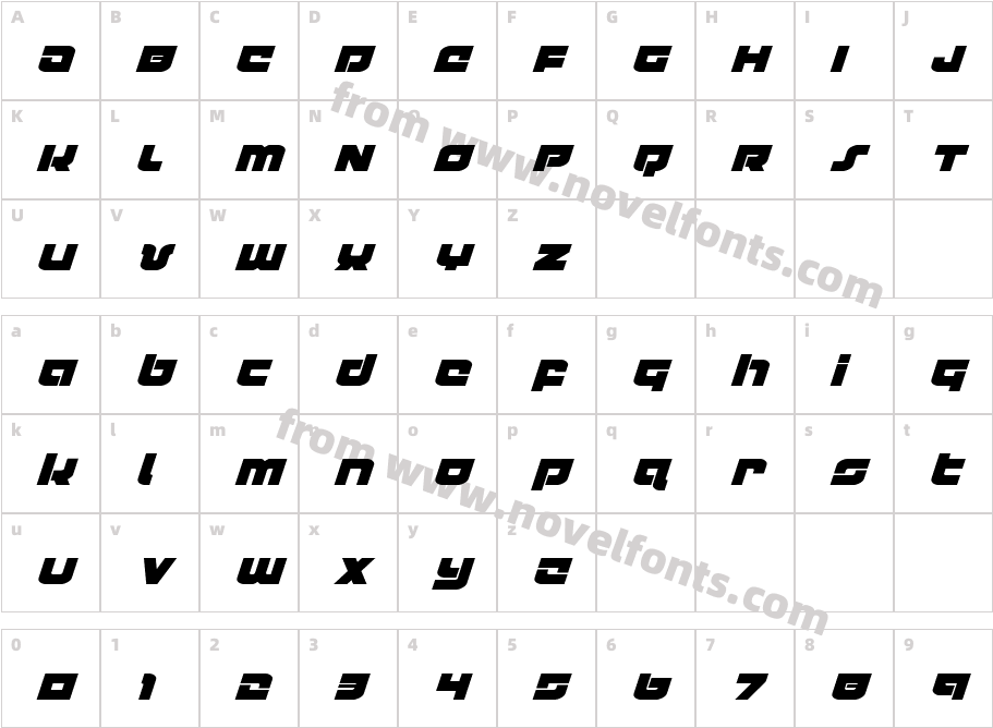 Cobalt Corsair ItalicCharacter Map