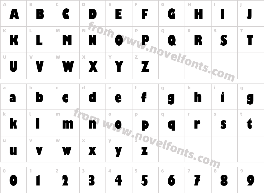 GillKayoCondensedPlainCharacter Map