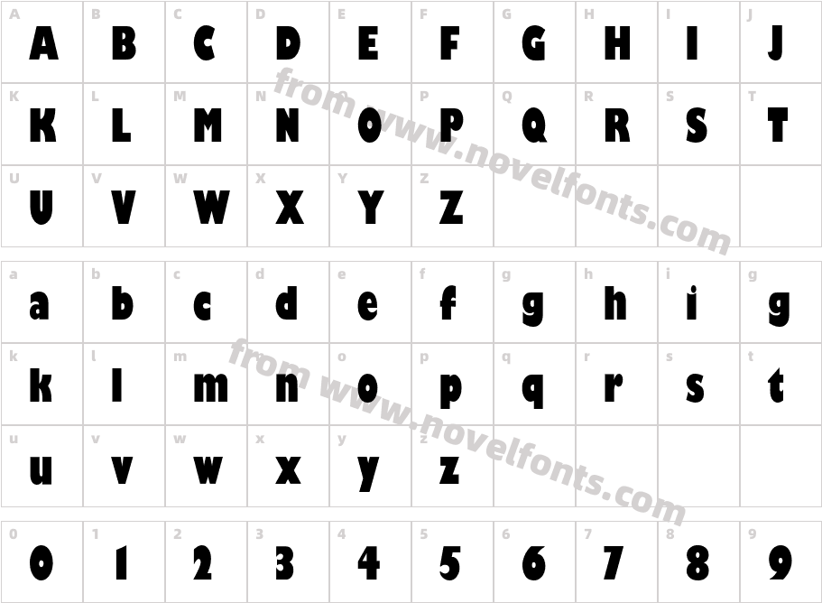 GillSansBQ-UltraBoldCondensedCharacter Map