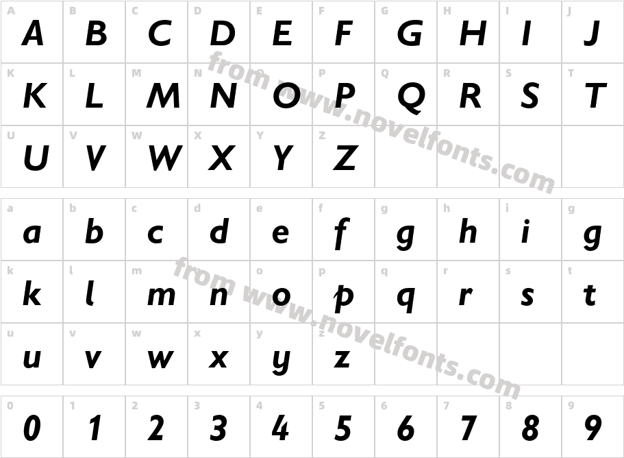 GillSansInfantStd-BoldItCharacter Map