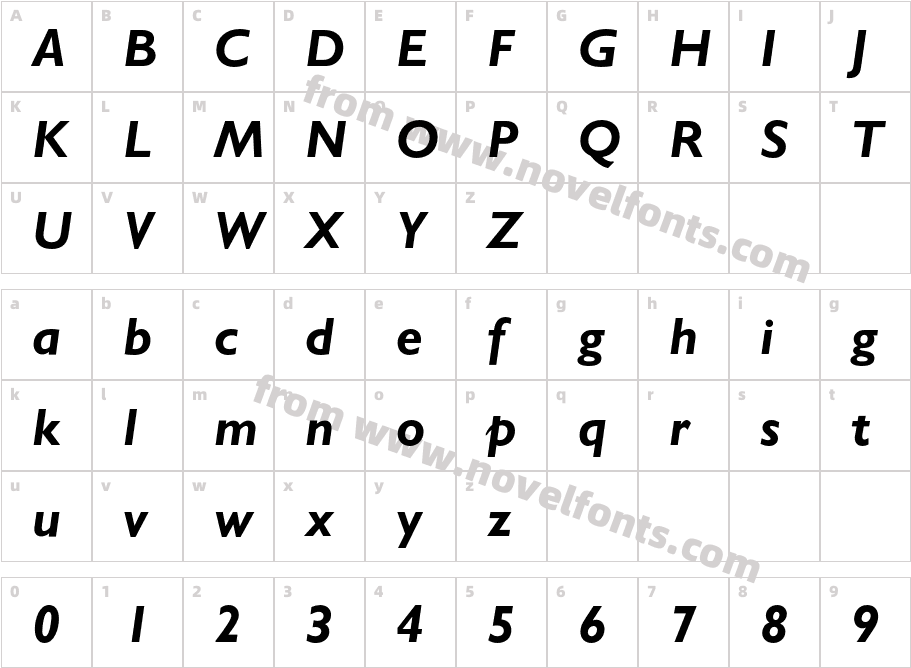 GillSansMTStd-BoldItalicCharacter Map