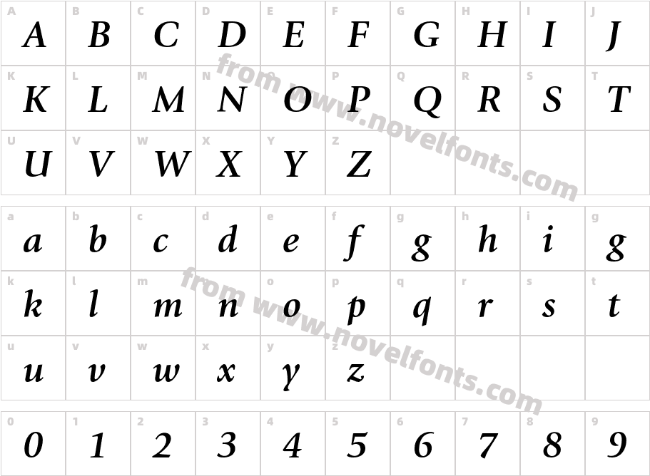 GiovanniEF-BoldItalicCharacter Map