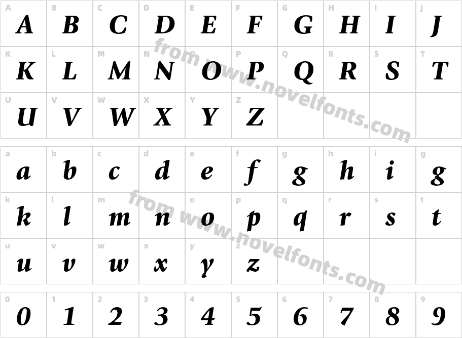 GiovanniStd-BlackItalicCharacter Map